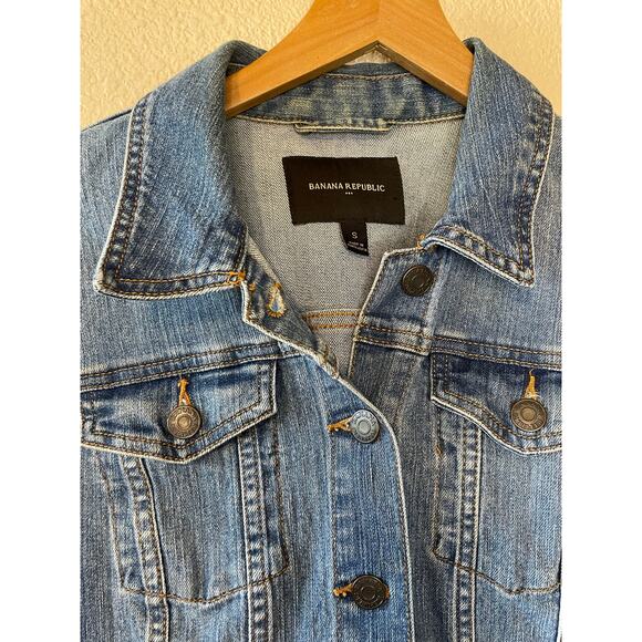 Banana Republic Medium Wash Y2K Boho Style Button Up Denim Jack Small - Picture 4 of 10